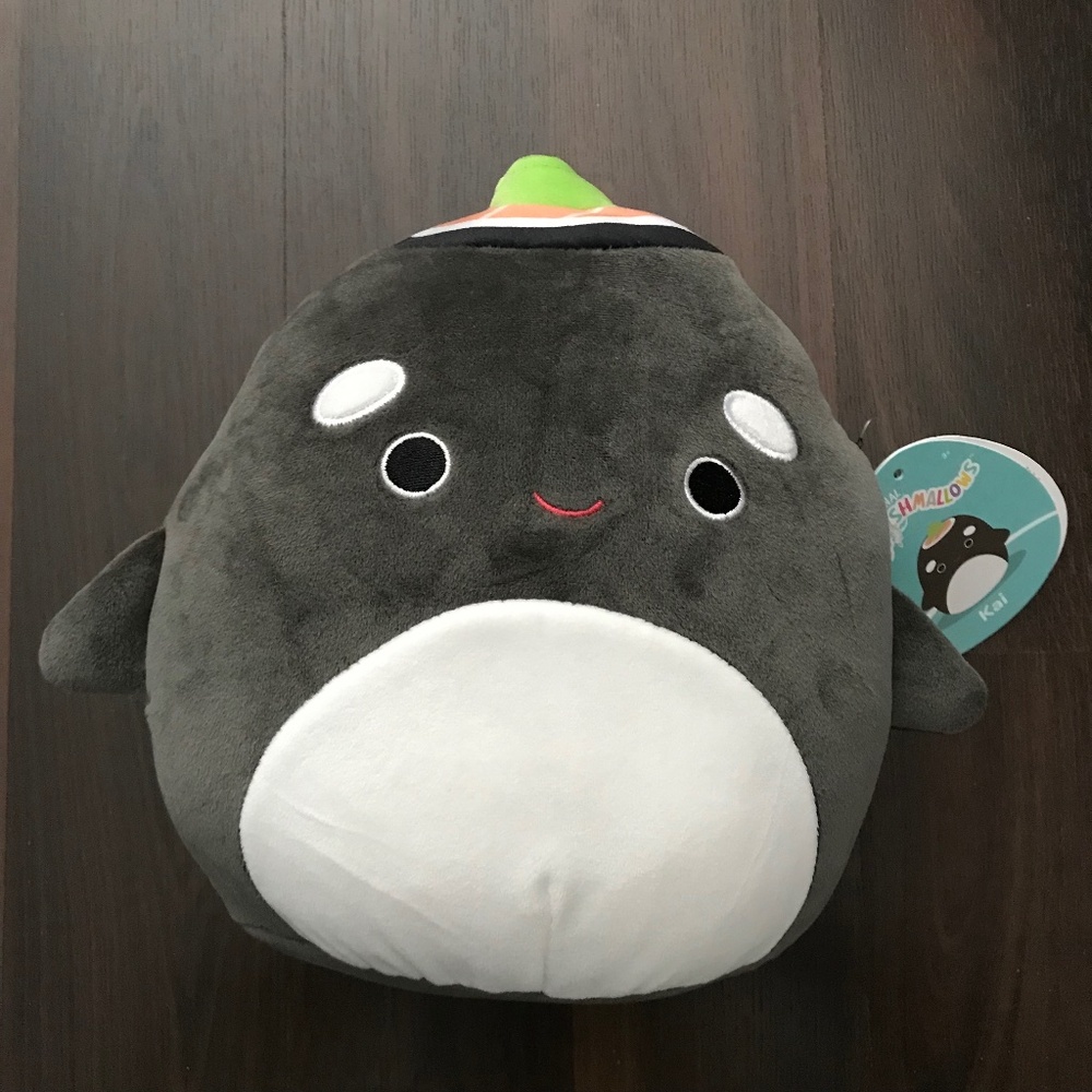 NWT Squishmallows Kai the Orca Whale Sushi With Wasabi Plush 8"